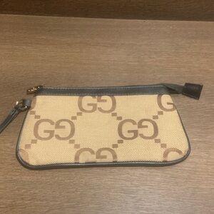 Gucci Tan and Brown Checkered Wristlet